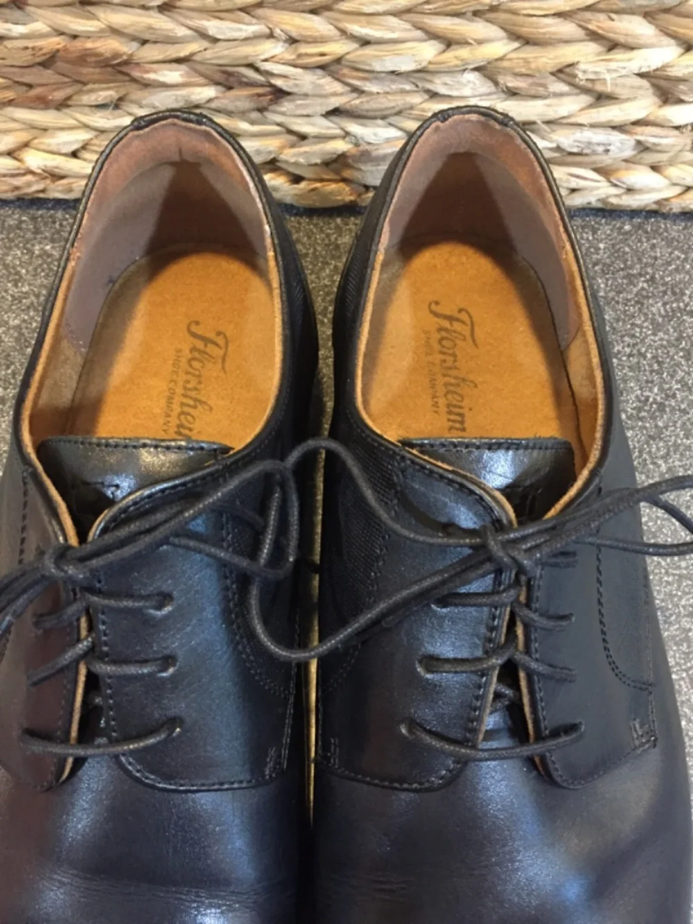 Florsheim Black Leather Cap-Toe Derby Shoes